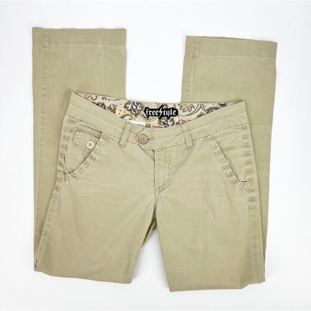 Vintage Freestyle Flare Khaki Skater Pants Size 11 - Picture 1 of 8